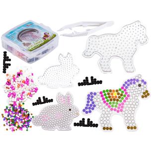 Koraliki Do Prasowania Szablony Jednorożec, Królik, Zestaw 2000 Elementów, Prasowanka, Kuferek