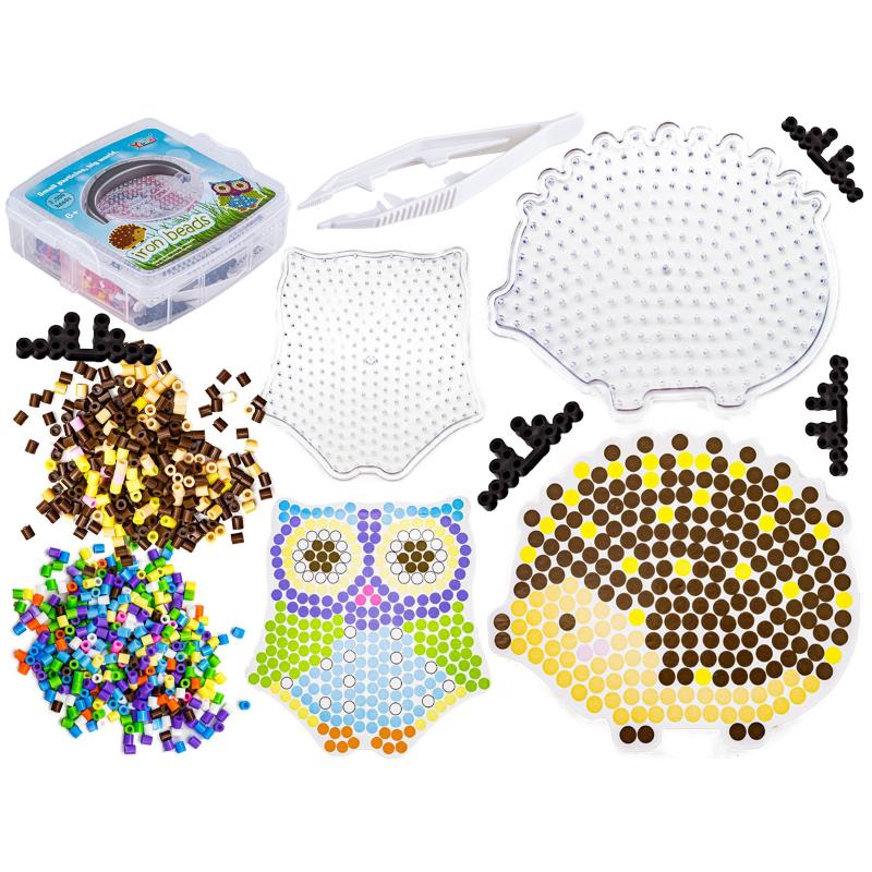 Koraliki Do Prasowania Szablony Sowa, Jeżyk, Zestaw 2000 Elementów, Prasowanka, Kuferek Koraliki Do Prasowania Szablony Sowa, Jeżyk, Zestaw 2000 Elementów, Prasowanka, Kuferek