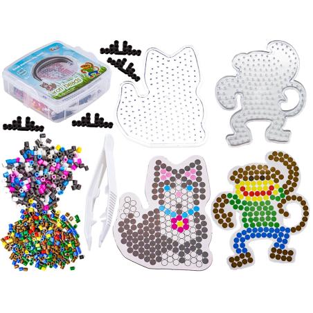 Koraliki Do Prasowania, Szablony Małpka, Kotek Zestaw 2000 Elementów, Prasowanka, Kuferek 