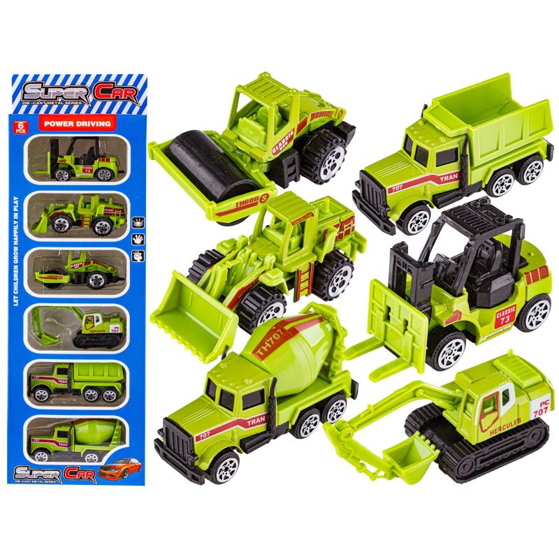 Metalowe Pojazdy Budowlane, Auta, Resoraki 6 Sztuk Zestaw Metalowe Pojazdy Budowlane, Auta, Resoraki 6 Sztuk Zestaw