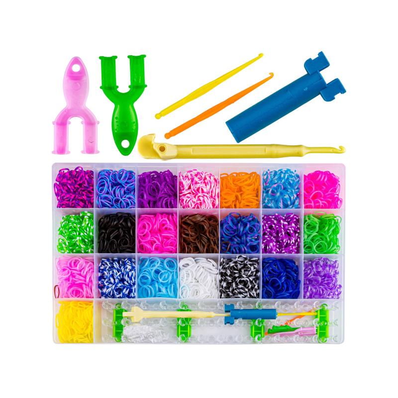 Gumki Zestaw Do Robienia Tworzenia Bransoletek Naszyjników Koraliki 4400 elementów Gumki Zestaw Do Robienia Tworzenia Bransoletek Naszyjników Koraliki 4400 elementów