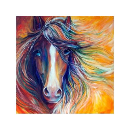 DUŻY Haft Diamentowy, Obraz, Mozaika Diamentowa Diamond Painting, ABSTRAKCYJNY KOŃ 40x40cm