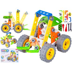 Klocki Elastyczne Konstrukcyjne 84 El., Ładowarka, Wózek Widłowy, Pojazd Budowlany Do Rozkręcania I Skręcania