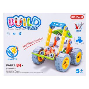 Klocki Elastyczne Konstrukcyjne 84 El., Ładowarka, Wózek Widłowy, Pojazd Budowlany Do Rozkręcania I Skręcania