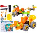 Klocki Elastyczne, Konstrukcyjne 53 El. Pojazdy Budowlane, Wózek Widłowy, Spychacz Do Rozkręcania I Skręcania 2w1