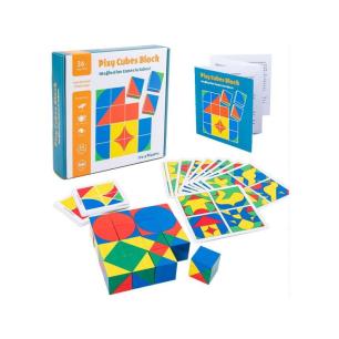 Edukacyjna Układanka Dla Dzieci, Kolorowe, DREWNIANE KLOCKI, Karty