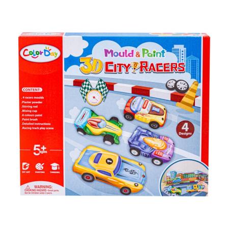 Kreatywny Zestaw Stwórz Odlew DIY MIEJSKIE WYŚCIGÓWKI, AUTA 3D, CITY RACERS 4 Sztuki Zrób To Sam