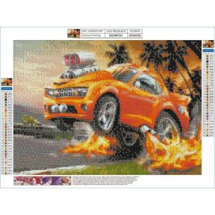 Haft Diamentowy, Obraz, Mozaika Diamentowa Diamond Painting, OGNISTE CAMARO 40x30cm SAMOCHÓD AUTO
