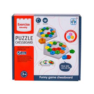 Edukacyjna Gra Logiczna Na Refleks Karty, Układanka "Puzzle Chessboard" Klocki + 30 kart