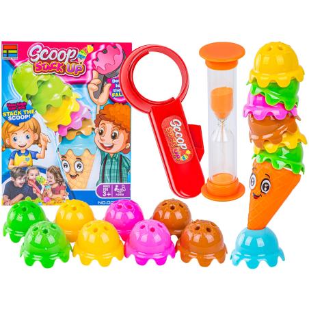 Rodzinna gra zręcznościowa SZALONE GAŁKI Lody w waflu Ułóż lodową wieżę