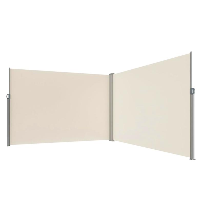 Markiza narożna boczna tarasowa LUARO parawan zwijany 181 x 620 cm beżowy Markiza narożna boczna tarasowa LUARO parawan zwijany 181 x 620 cm beżowy