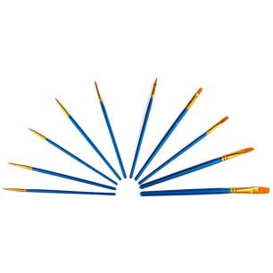 Zestaw Pędzelków, Pędzle, Pędzel, Akcesoria Do Malowania, 10 Sztuk - Niebieskie