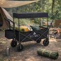 Wózek transportowy LUARO plażowy składany z daszkiem i siatką czarny