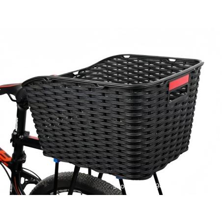 Kosz na rower koszyk rowerowy na bagażnik tylny rattanowy z odblaskiem