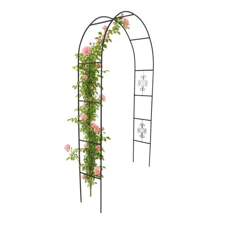 Pergola ogrodowa metalowa łuk uchwyt na róże kwiaty pnącza 240cm zielony