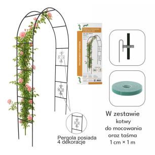 Pergola ogrodowa metalowa łuk uchwyt na róże kwiaty pnącza 240cm zielony