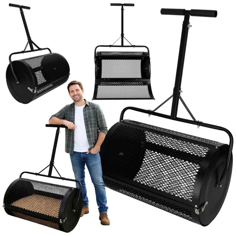 Rozsiewacz kompostu nawozu do trawnika LUARO walec siatkowy ogrodowy siewnik Rozsiewacz kompostu nawozu do trawnika LUARO walec siatkowy ogrodowy siewnik