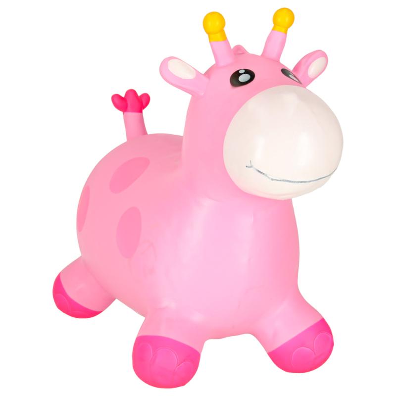 Skoczek dla dzieci do skakania z pompką gumowy różowa żyrafa Skoczek dla dzieci do skakania z pompką gumowy różowa żyrafa