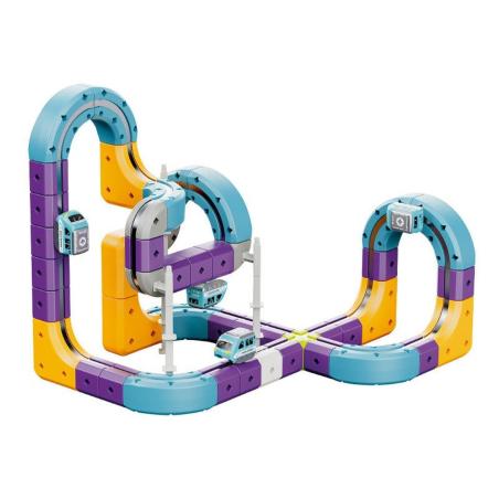 Tor Magnetyczny Zjazd samochodowy Kolejka Zjeżdżalnia Pociąg Klocki Konstrukcyjne 87 el.