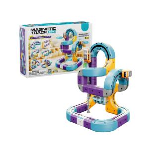 Tor Magnetyczny Zjazd samochodowy Kolejka Zjeżdżalnia Pociąg Klocki Konstrukcyjne 54 el.