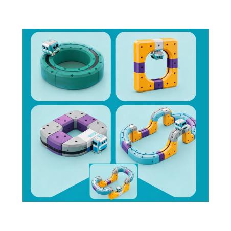 Tor Magnetyczny Zjazd samochodowy Kolejka Zjeżdżalnia Pociąg Klocki Konstrukcyjne 39 el.