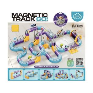 Tor Magnetyczny Zjazd samochodowy Kolejka Zjeżdżalnia Pociąg Klocki Konstrukcyjne 128 el.