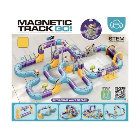 Tor Magnetyczny Zjazd samochodowy Kolejka Zjeżdżalnia Pociąg Klocki Konstrukcyjne 128 el.