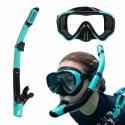 Maska do snurkowania okulary rurka fajka zestaw niebiesko-czarny