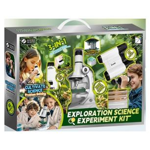 Edukacyjny Mikroskop Stacjonarny Kieszonkowy Lupa Lornetka 3w1 Zabawka Naukowa Przybliżenie Do 1200x