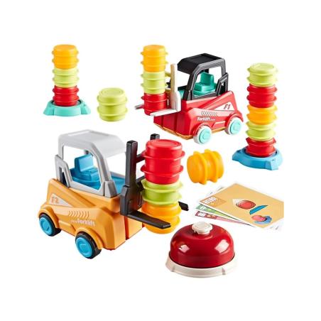 Wózek widłowy Gra zręcznościowa na refleks ZBUDUJ WIEŻĘ Układanka Ułóż beczki widlakiem Widlak