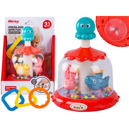 Bączek Kolorowa Karuzela Z Kulkami Ośmiornica Zwierzęta Morskie + Obręcze