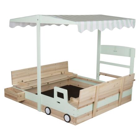 Piaskownica drewniana LULILO Vendo obracany daszek 360° zamykana ławki 120cm