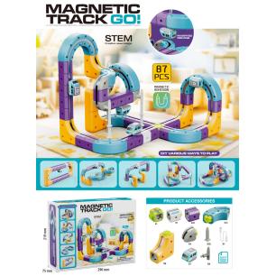 Klocki magnetyczne konstrukcyjne tor wyścigowy auto 87 elementów
