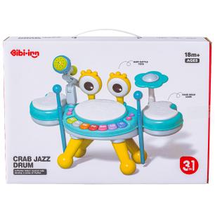 Edukacyjna Mini Perkusja Krab Pianinko Mikrofon Zestaw Muzyczny Niebieski