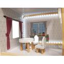 Domek dla lalek drewniany MDF mebelki 78cm biały LED