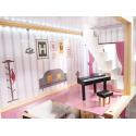 Domek dla lalek drewniany MDF mebelki 78cm biały LED