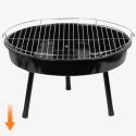 Grill ogrodowy węglowy zawieszany, regulowana wysokość 32-66/150 cm, ruszt stal chromowana, misa stal emaliowana, czarny, 50 
