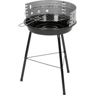 Grill węglowy ogrodowy okrągły czarny z rusztem, stalowy, 38 x 38 x 55 cm