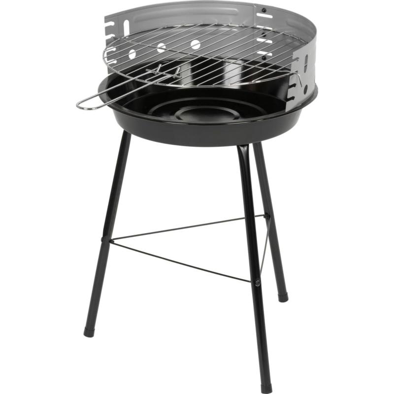 Grill węglowy ogrodowy okrągły czarny z rusztem, stalowy, 38 x 38 x 55 cm Grill węglowy ogrodowy okrągły czarny z rusztem, stalowy, 38 x 38 x 55 cm