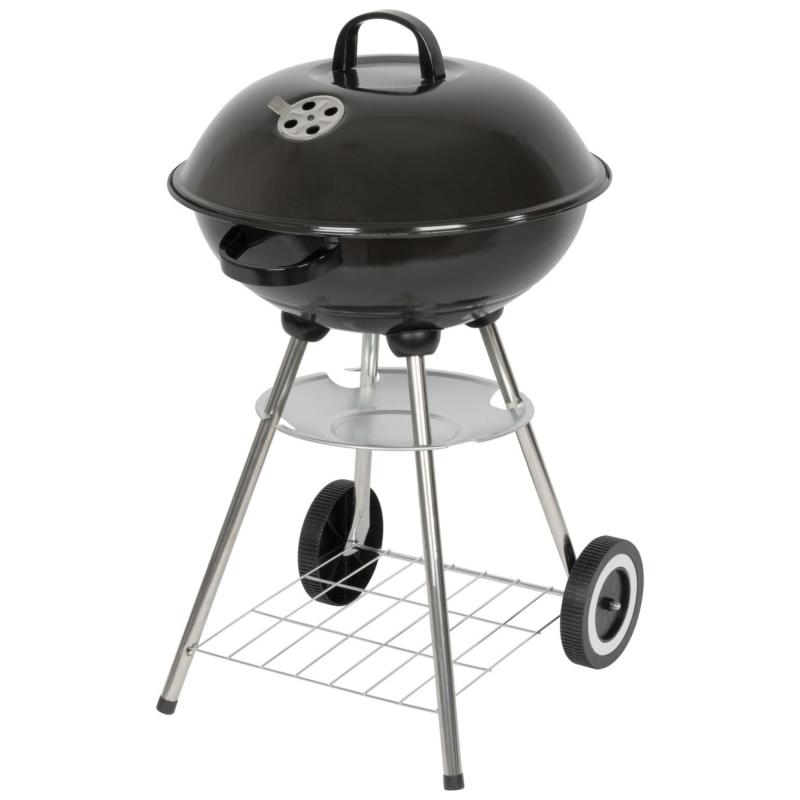 Grill węglowy ogrodowy czarny z rusztem chromowanym i półką, stalowy, 45x52,5x73,5 cm Grill węglowy ogrodowy czarny z rusztem chromowanym i półką, stalowy, 45x52,5x73,5 cm