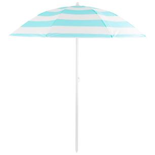 Parasol plażowy biało-niebieski, stalowy, z nachyleniem, średnica 180 cm, wysokość 200 cm, maszt 32 mm