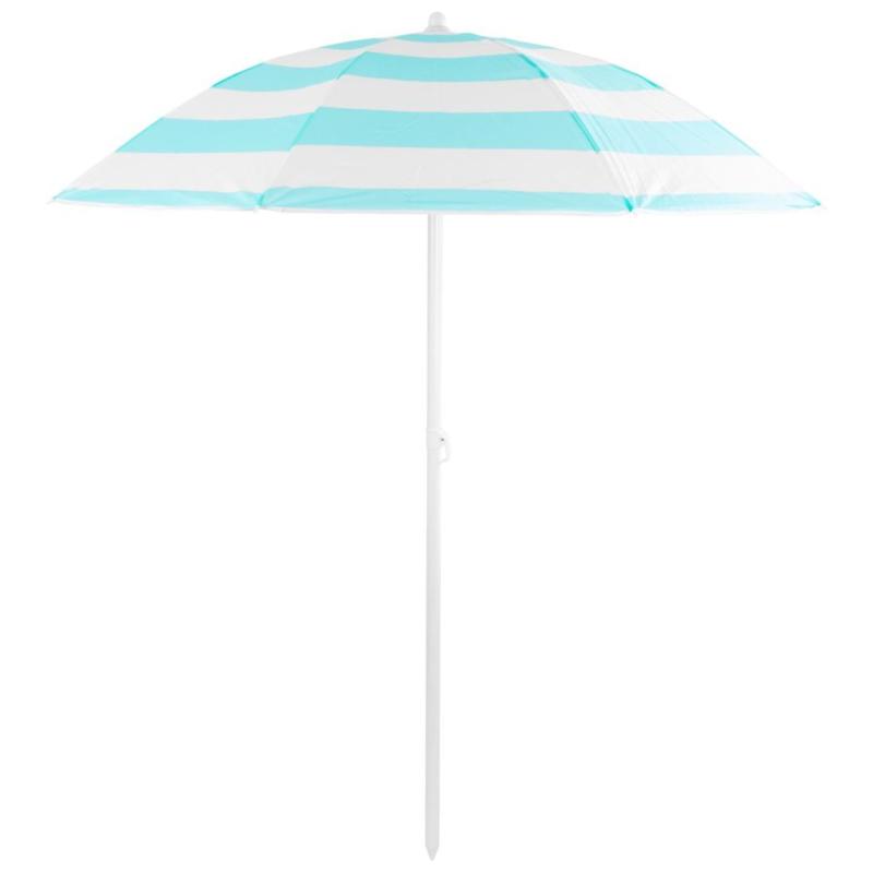 Parasol plażowy biało-niebieski, stalowy, z nachyleniem, średnica 180 cm, wysokość 200 cm, maszt 32 mm Parasol plażowy biało-niebieski, stalowy, z nachyleniem, średnica 180 cm, wysokość 200 cm, maszt 32 mm