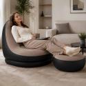 Fotel z podnóżkiem wypoczynkowy dmuchany sofa pufa pompka zestaw 2w1