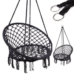 Huśtawka LUARO fotel bocianie gniazdo czarne 80cm 150kg