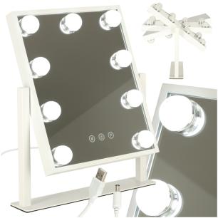 Lusterko do makijażu 9 LED z żarówkami USB 25x30cm