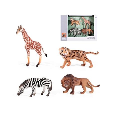Figurki Zwierząt Dzikie Zwierzęta Zestaw 4 Figurek Lew Tygrys Zebra Żyrafa ZOO Safari