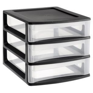 Organizer z szufladami 3A6 18x21,5x16,1 cm czarny z transparentnymi szufladami