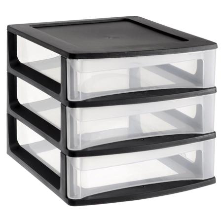 Organizer z szufladami 3A6 18x21,5x16,1 cm czarny z transparentnymi szufladami
