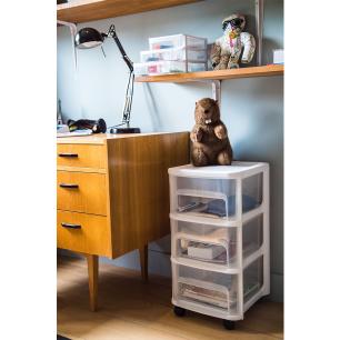 Organizer z szufladami 3A6 18x21,5x16,1 cm czarny z transparentnymi szufladami