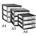 Organizer z szufladami 3A6 18x21,5x16,1 cm czarny z transparentnymi szufladami